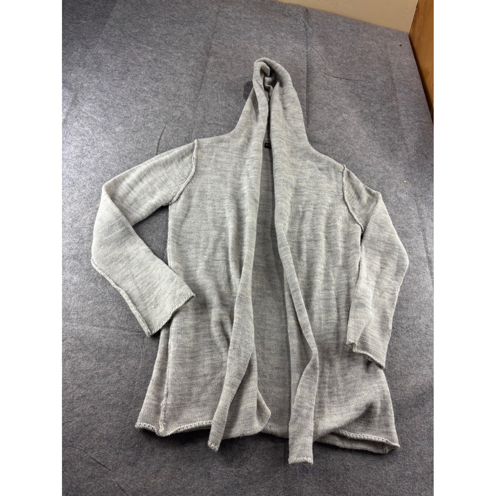 Venus Womens Gray Hooded Open Front Cardigan Sweater Size L Granola Cabincore